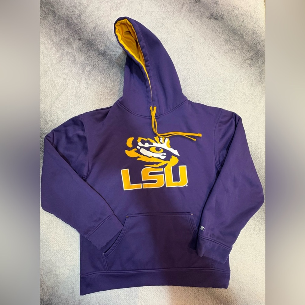 (A9) Champion LSU Louisiana State Tigers Men's Purple Pullover Hoodie‎ Size M